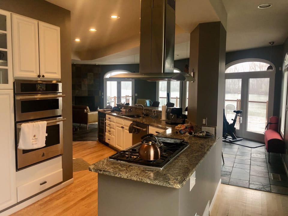 Open kitchen/living room. Great for entertainment and amazing river views