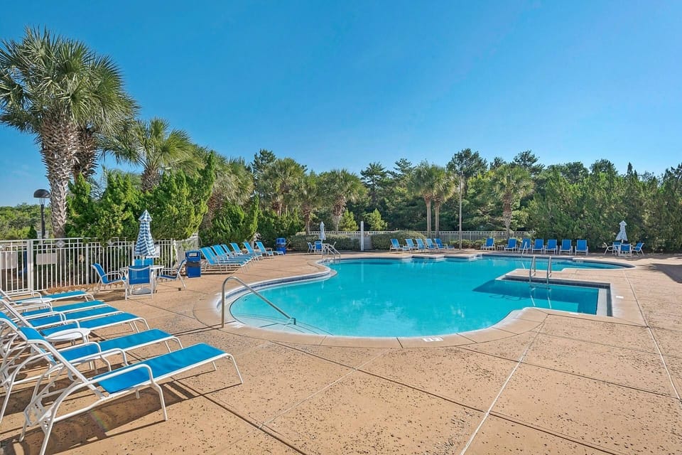 Swimming Pool with Bathroom surrounded by Palms