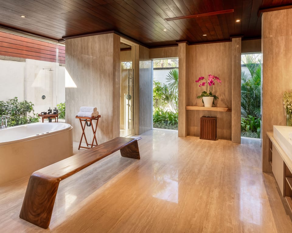 Luxury Villa, 1 Bedroom, Ocean View (The Ridge) | Bathroom | Separate tub and shower, rainfall showerhead, designer toiletries