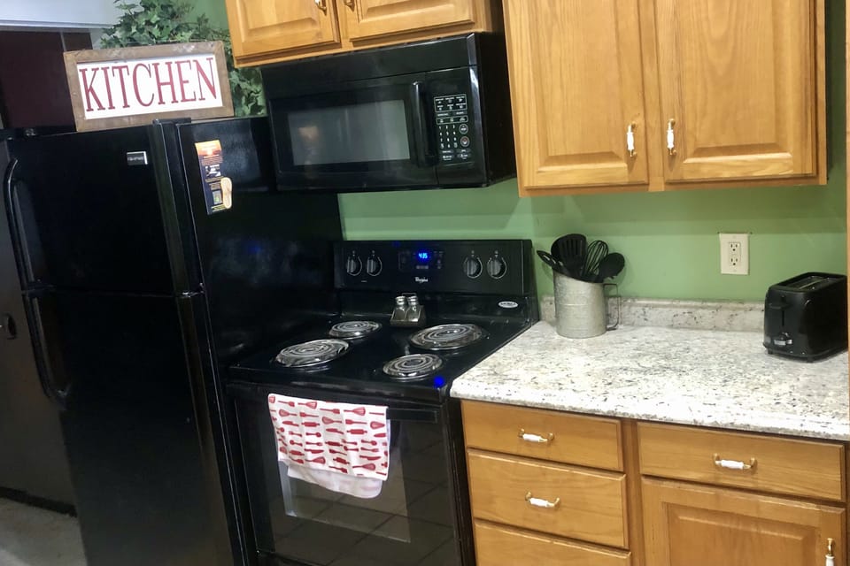 Wide galley style kitchen right hand side