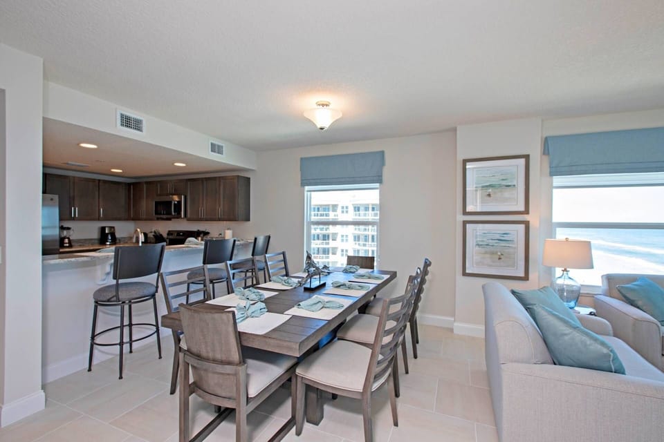 Large dining room table sits 8 people.