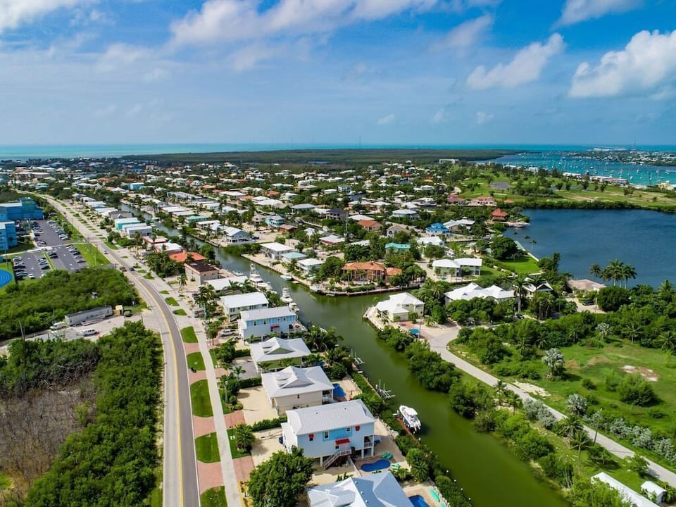 Arial view of canal