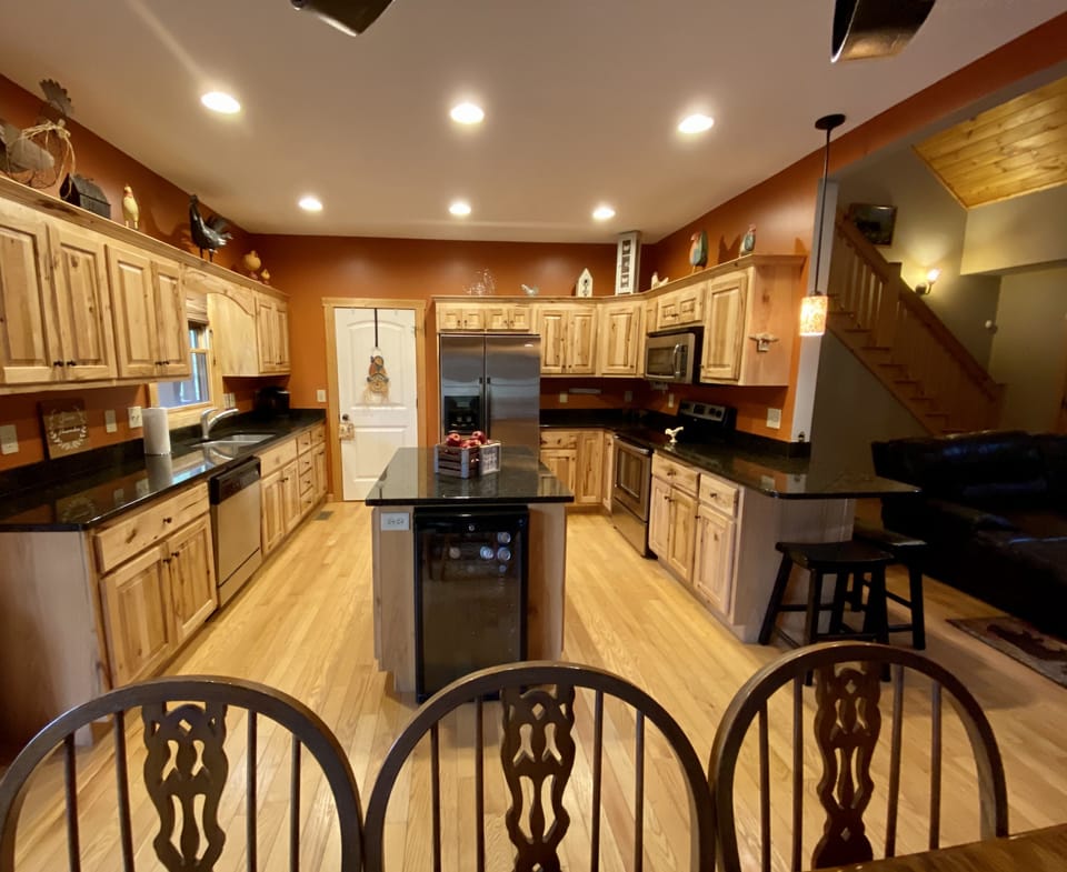 View of kitchen from dining room