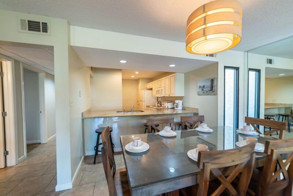 The dining area flows into the kitchen so you can entertain while cooking breakfast, lunch, or dinner