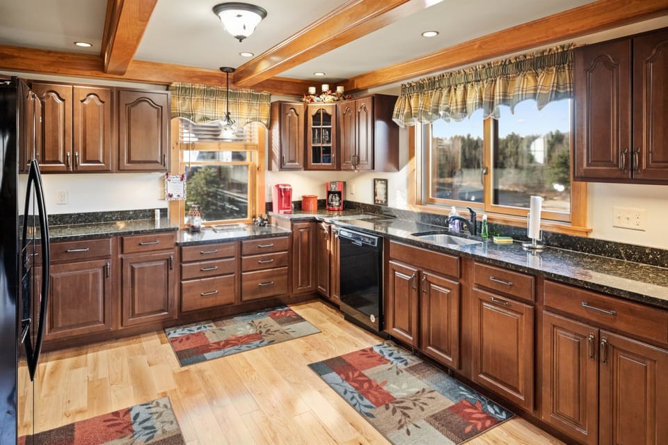 Fully stocked kitchen.
