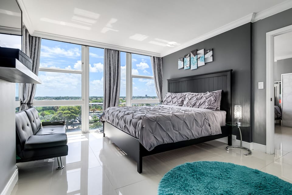 Master Bedroom.  Floor to ceiling windows. City & Sunset views 