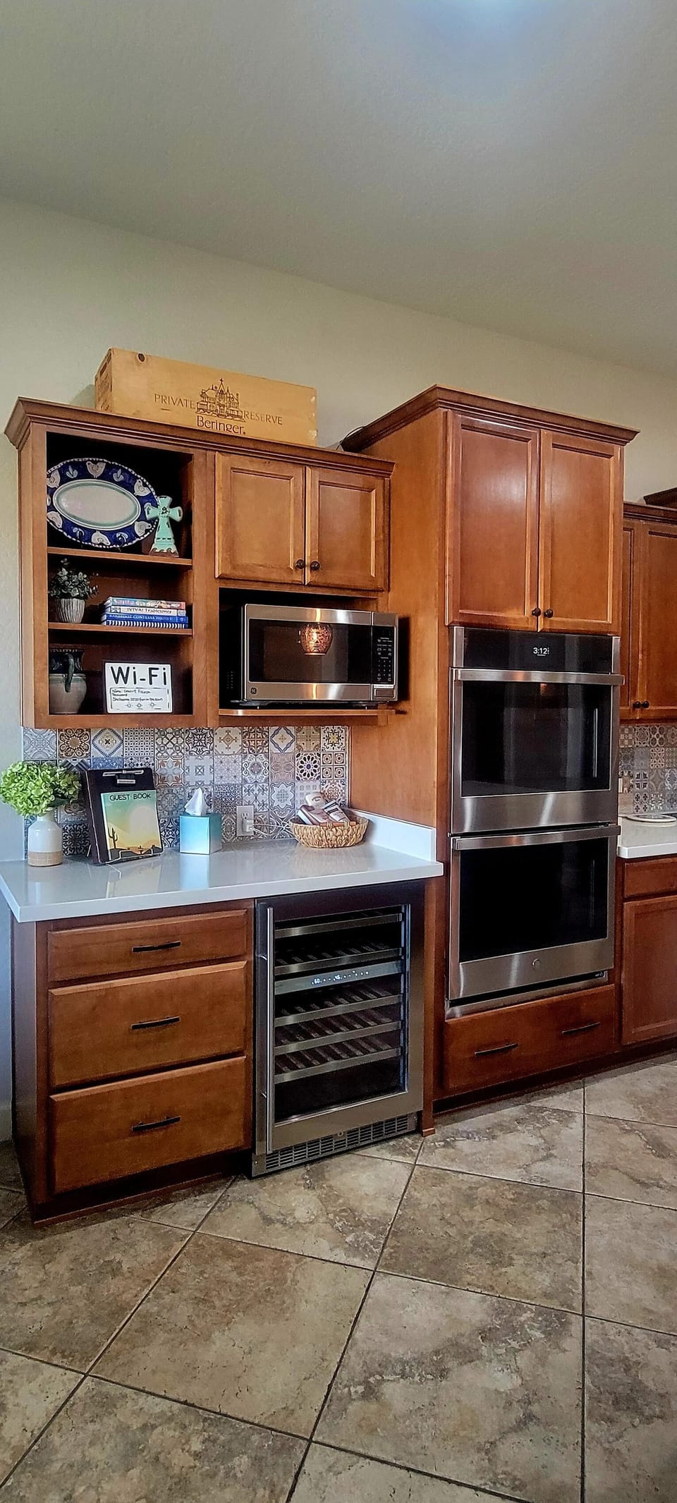 Newly installed wine / beverage cooler and double ovens