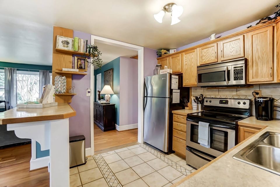 Start your day off with a fresh pot of coffee or toast some bread! The kitchen is stocked and ready to host your next meal.