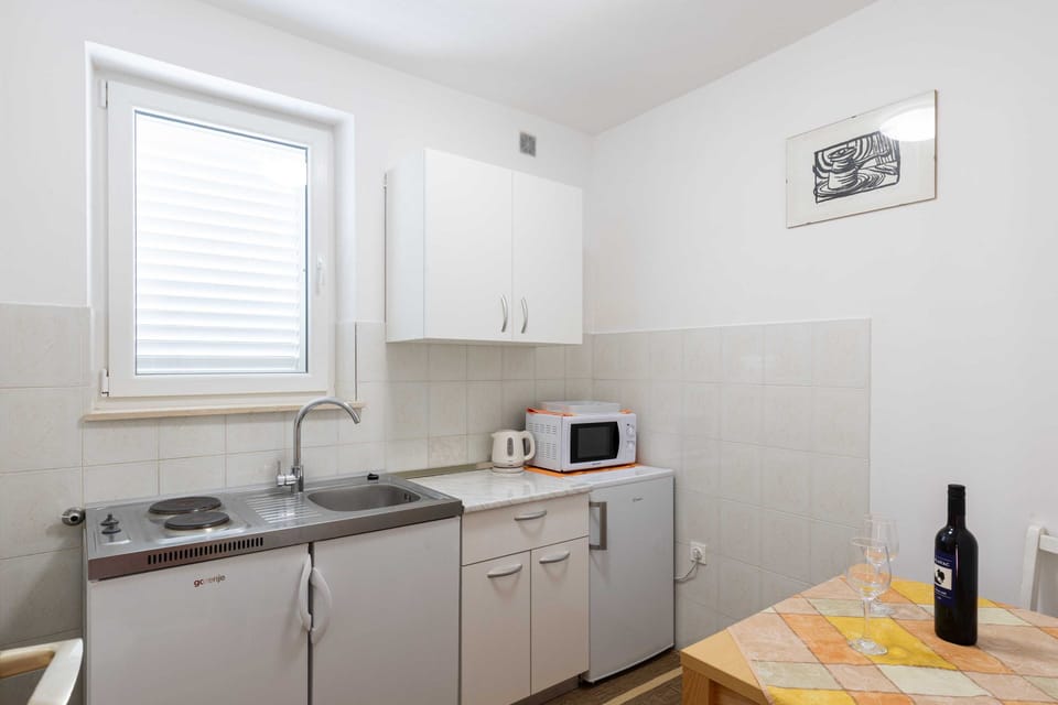Studio (Studio with Terrace) | Private kitchen | Fridge, microwave