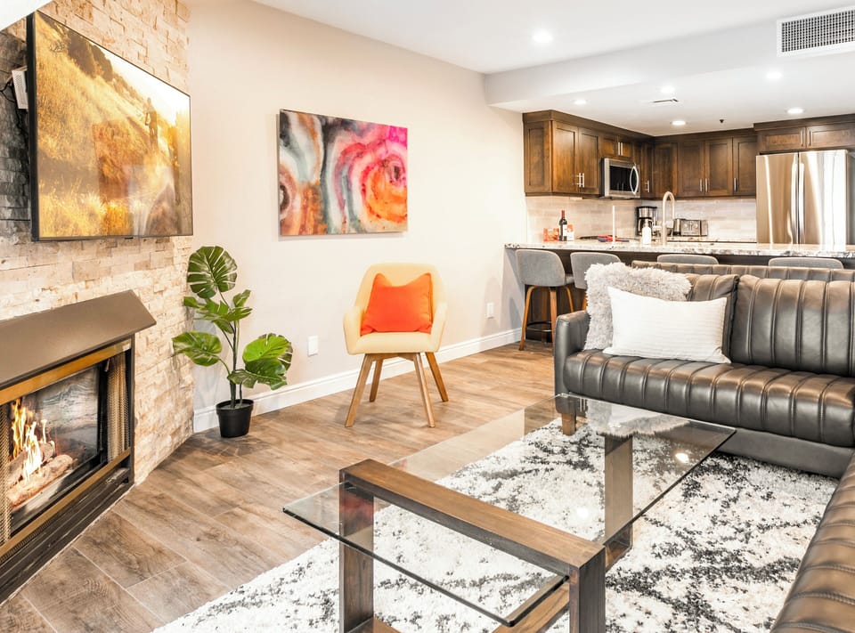 Plenty of seating in high-end leather couches