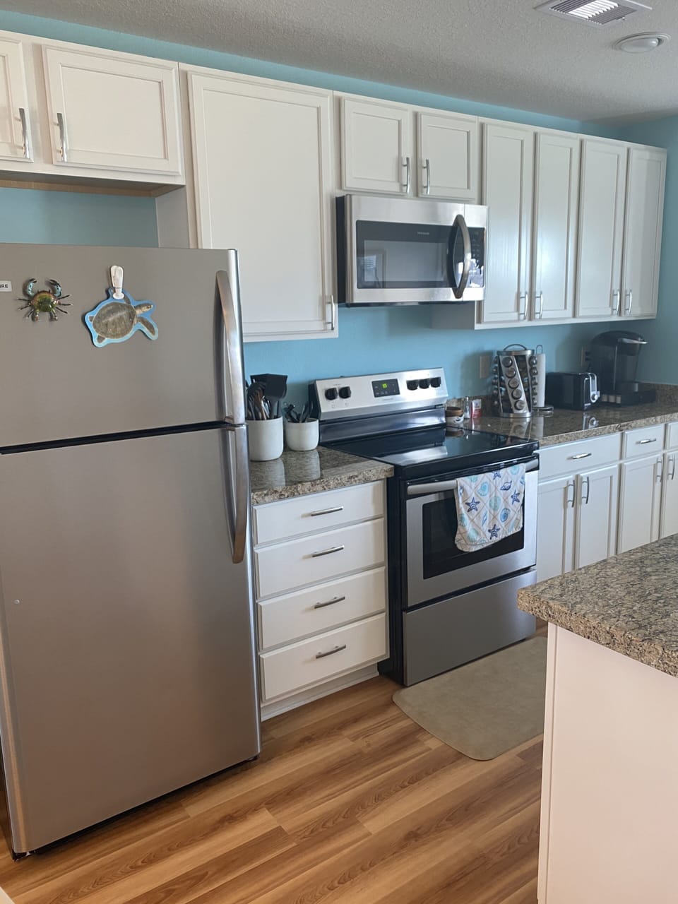 Fully stocked kitchen.