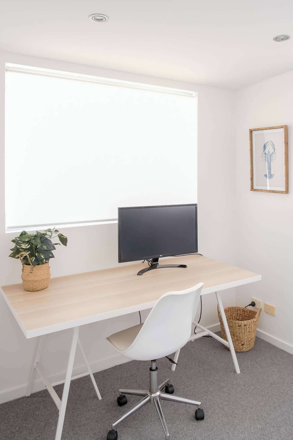 Study area with workspace in the room adjoining the upstairs master suite.