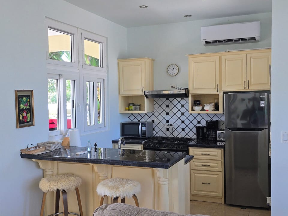 a fully equipped kitchen