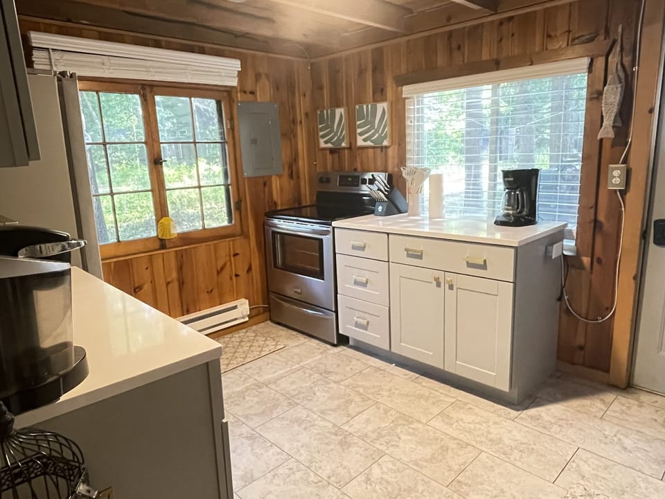 Stainless steel appliances in Kitchen