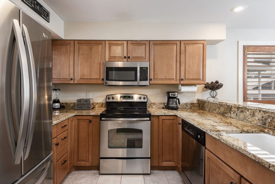 Stainless steel appliances in the kitchen