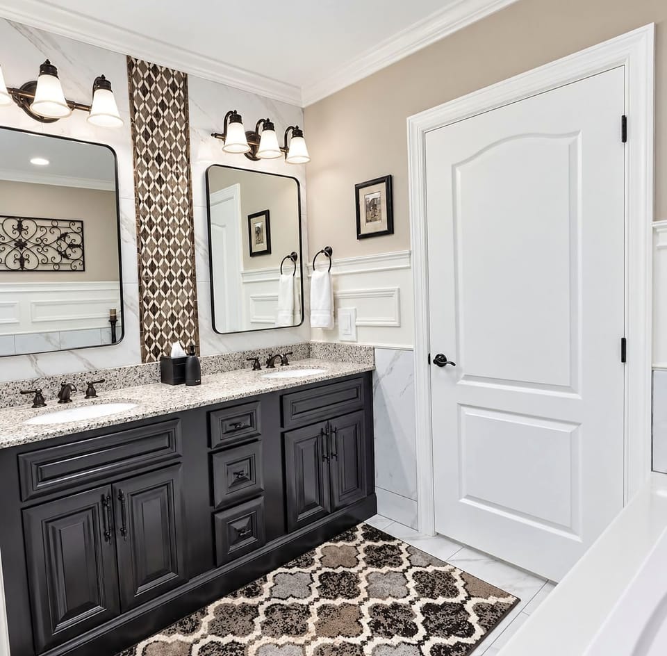 Double vanity in the primary bathroom.