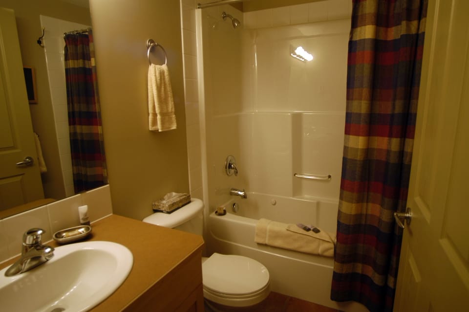 Bathrooms have heated tile floors. shower upstairs, shower or bath downstairs.