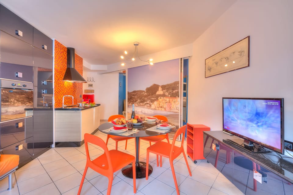 Dining room with television