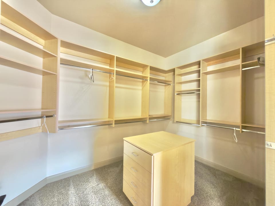 The large walk in closet gives plenty of space for you to unpack and settle in.
