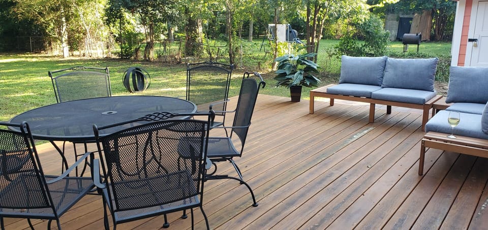 The deck (and since this photo, we've installed a completely new privacy fence.