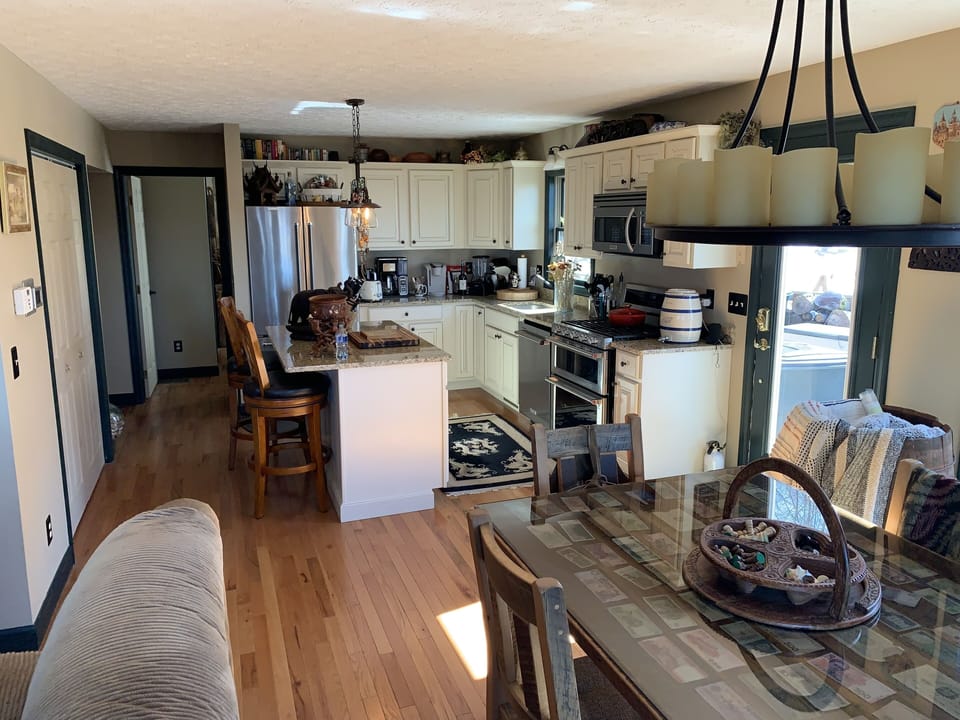 Kitchen which includes auto-drip, Keurig, and French press coffee makers