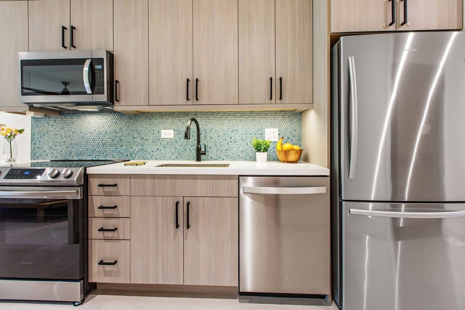 Brand new stainless steel appliances