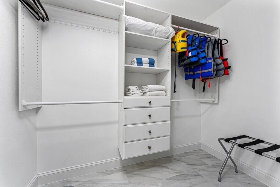 Spacious closet space with all the necessities