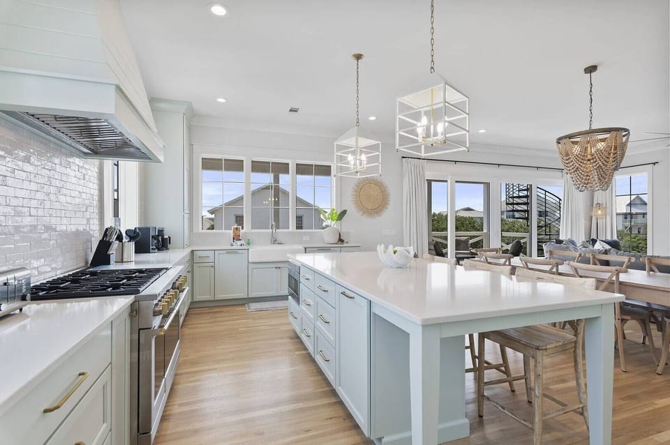 Another kitchen angle highlighting open sightlines & natural light.