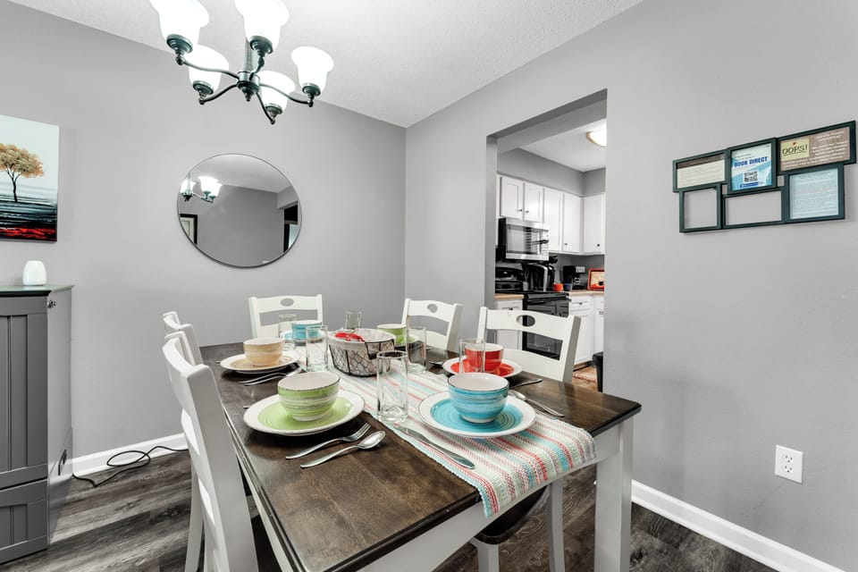 Enjoy seating for 6 at the dining table