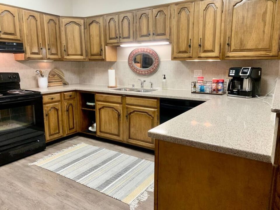 Fully stocked kitchen-waffle maker, toaster, food processor, baking ware, pots, pans