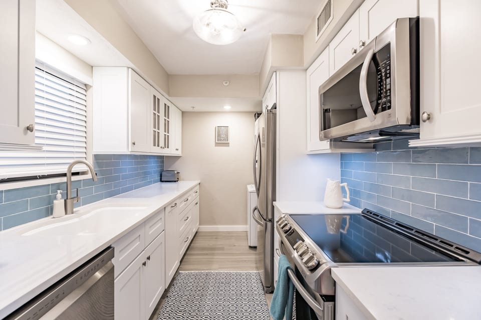 Fully stocked kitchen has everything you need.