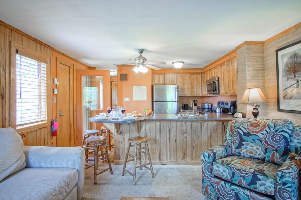 View of living room and kitchen