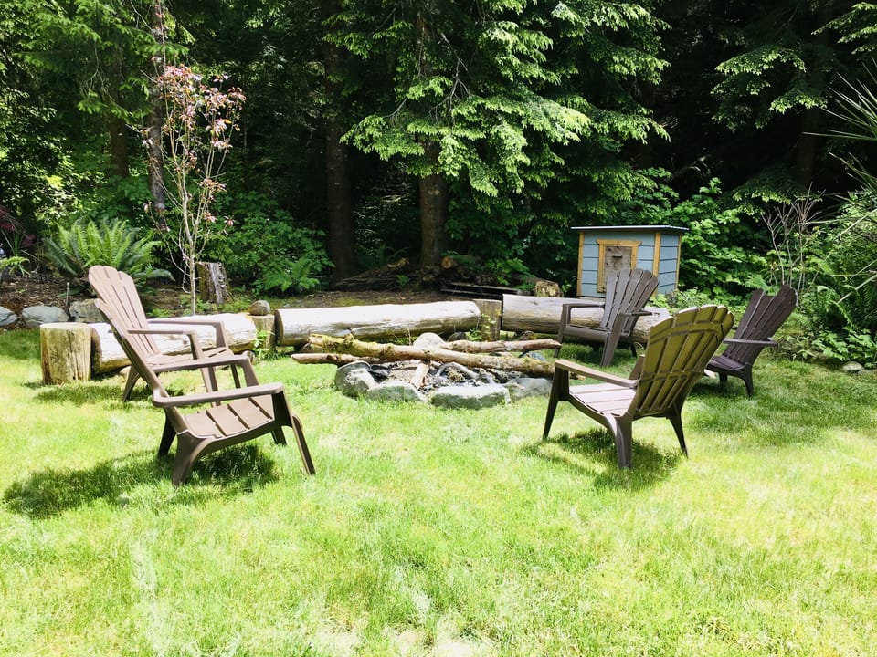 Fire pit in private back yard