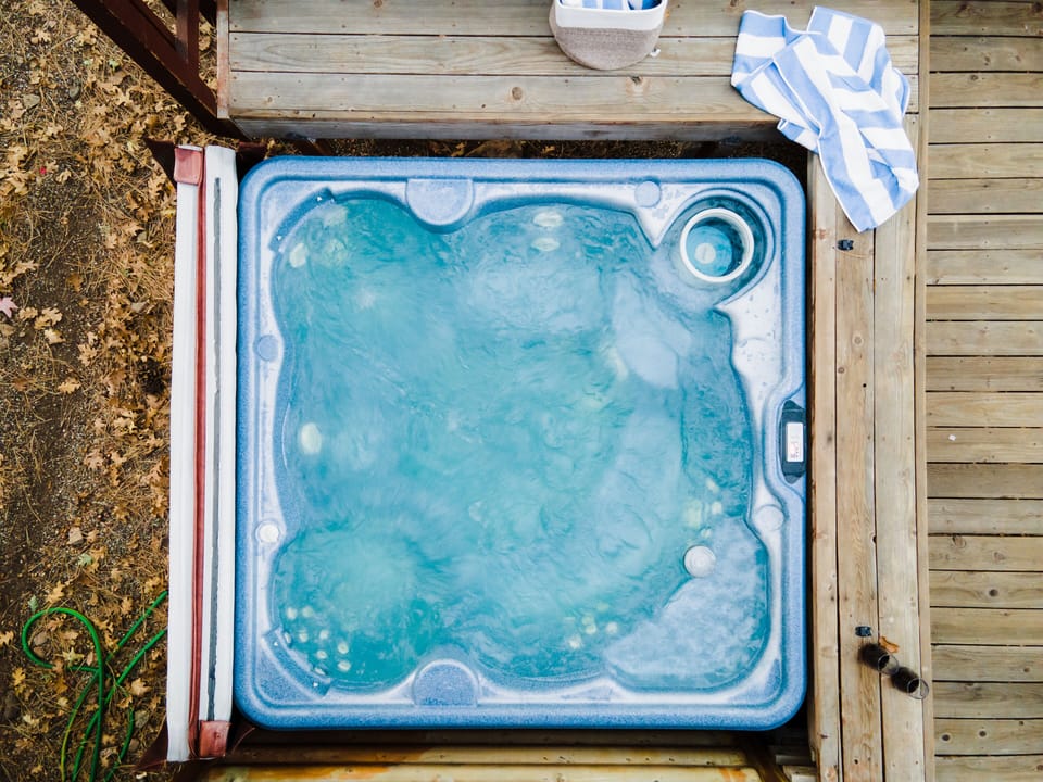 A relaxing spa on the outdoor patio.