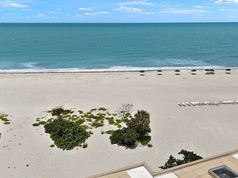 View from building of the beach