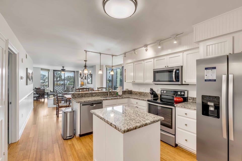 Relaxing Kitchen highlighting ample counter space, granite countertops