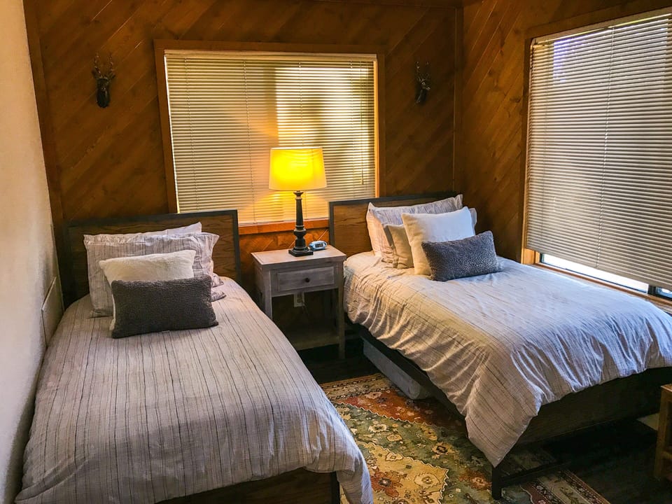 The twin beds can be pushed together to make king. 