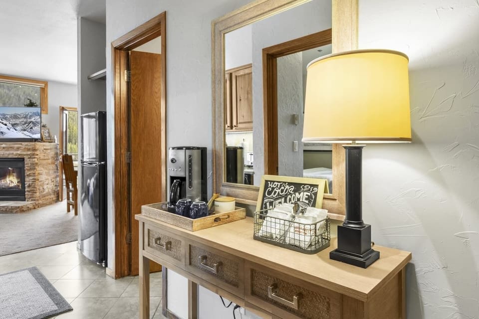 Hallway with coffee bar