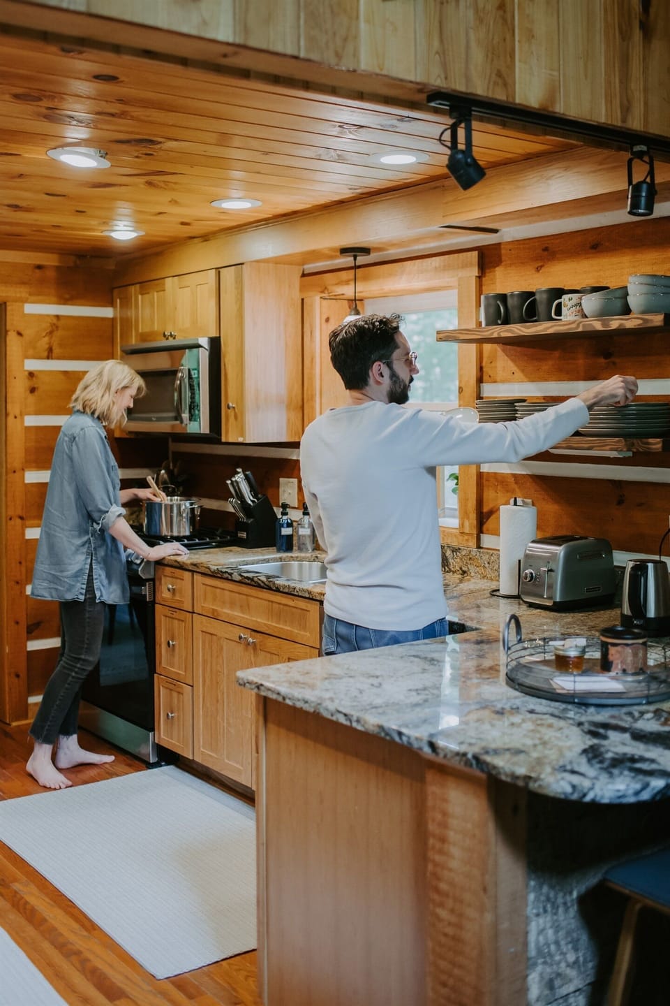 Make yourself at home in the Hemlock Hill Cabin kitchen, which is fully stocked with all the tools, cookware, appliances, spices and beyond to create meals and memories with ease.  