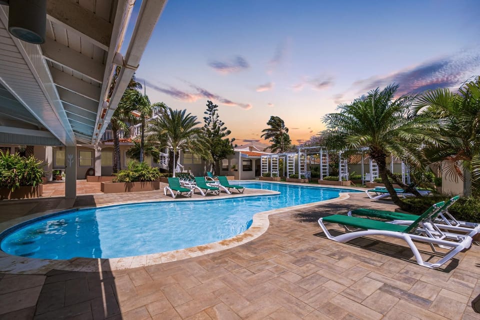 Huge pool area where you can relax and enjoy your Caribbean vacation.