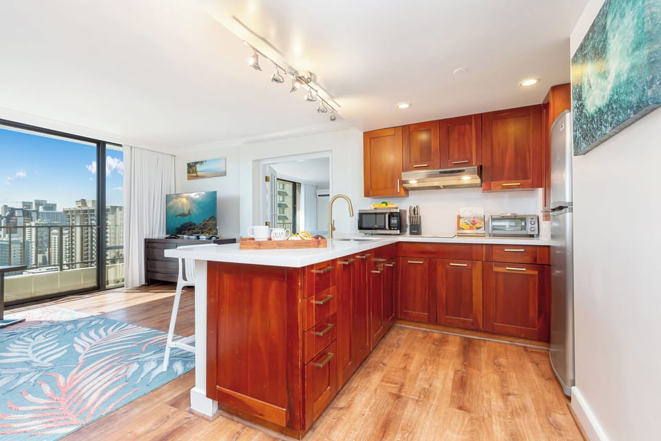 A spacious open-concept kitchen