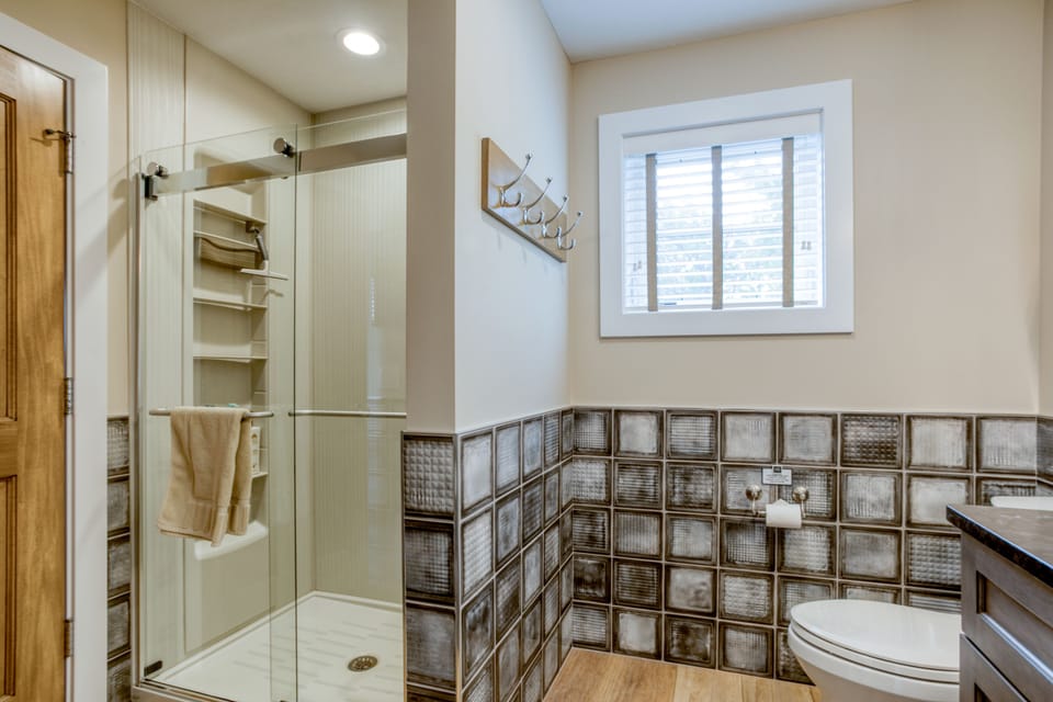 Upstairs, mini-master bathroom with shower.