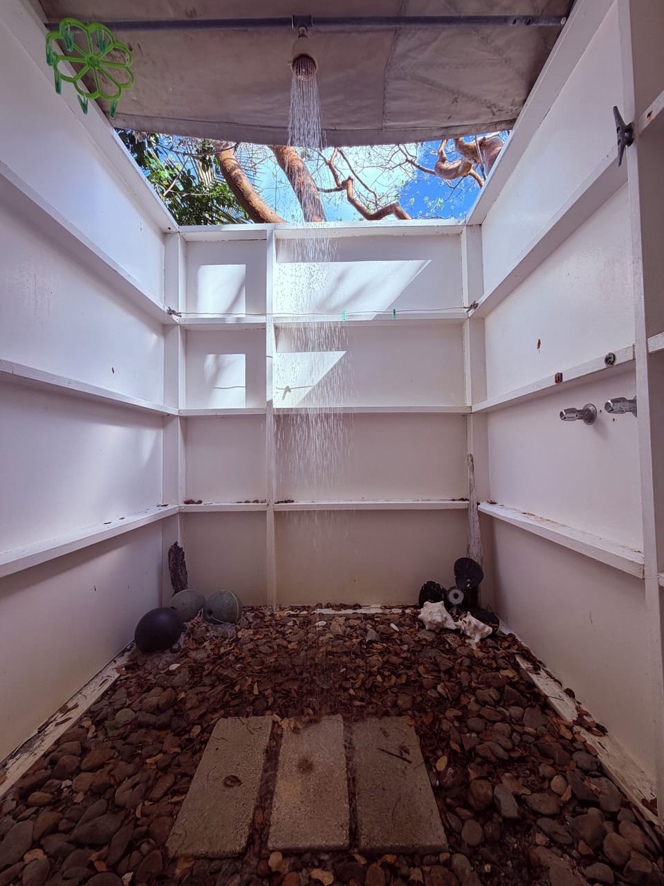 Outdoor spa shower. 