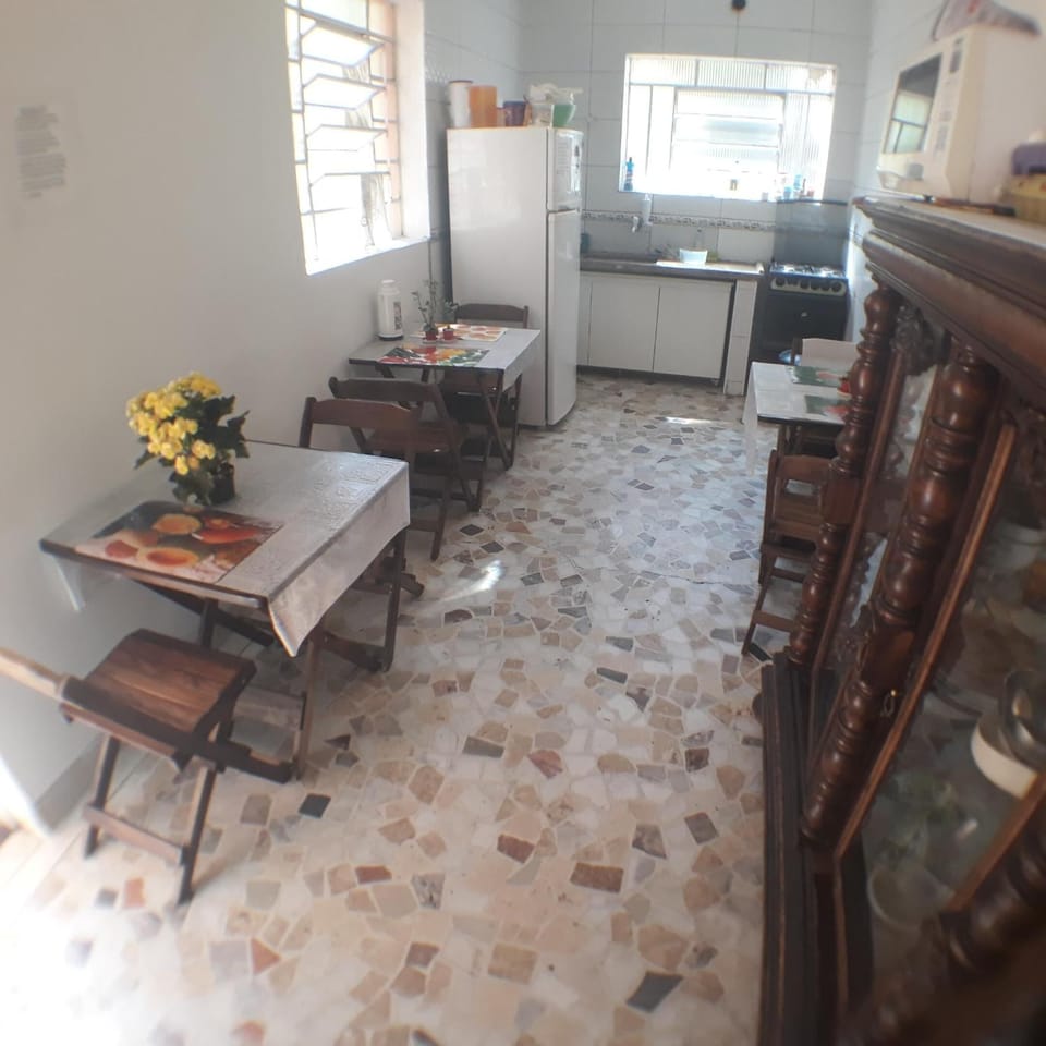 Fridge, microwave, stovetop, cookware/dishes/utensils