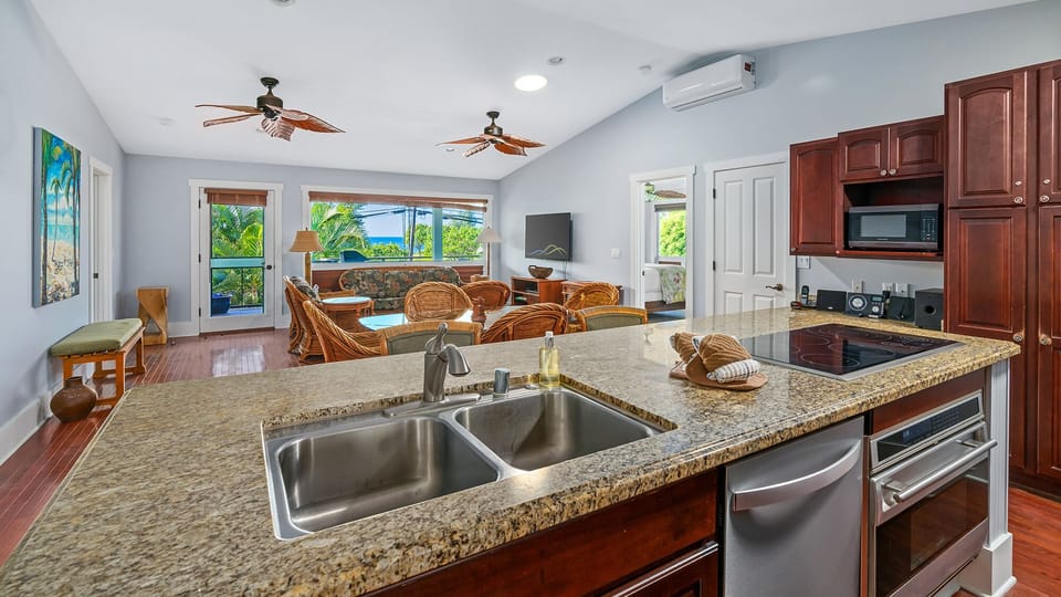 Hale Lani Kai at Poipu Beach - Kitchen, Living & Dining Great Room - Parrish Kauai