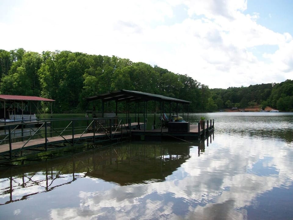Calm cove is perfect for skiing.