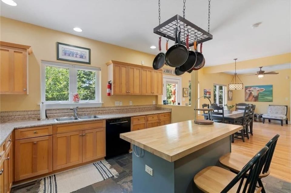 Kitchen opens into the dining room.