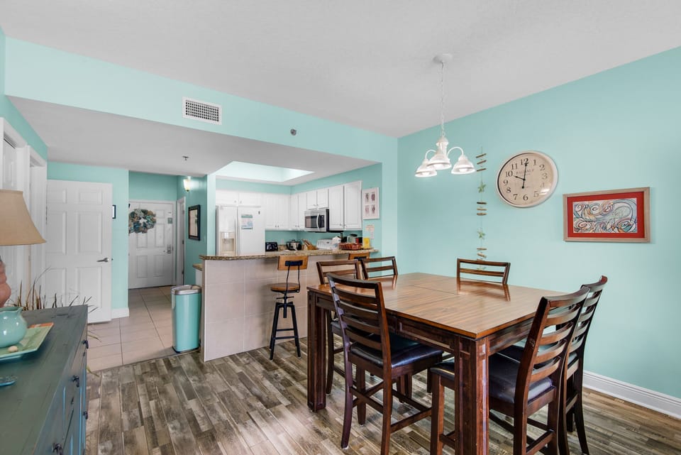 Dining table plus eat-in bar seating
