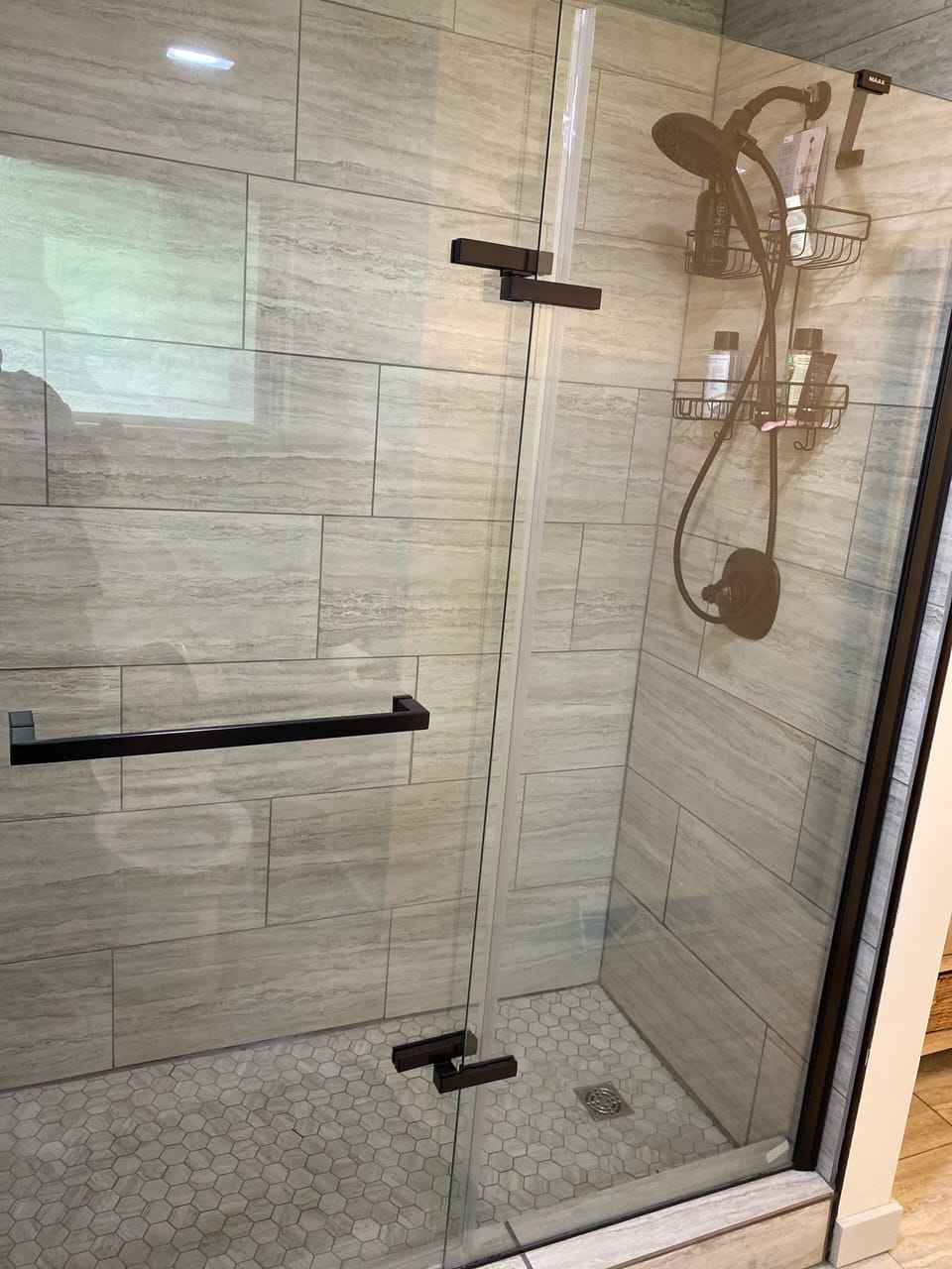 Larger walk in shower in the main cabin bathroom!