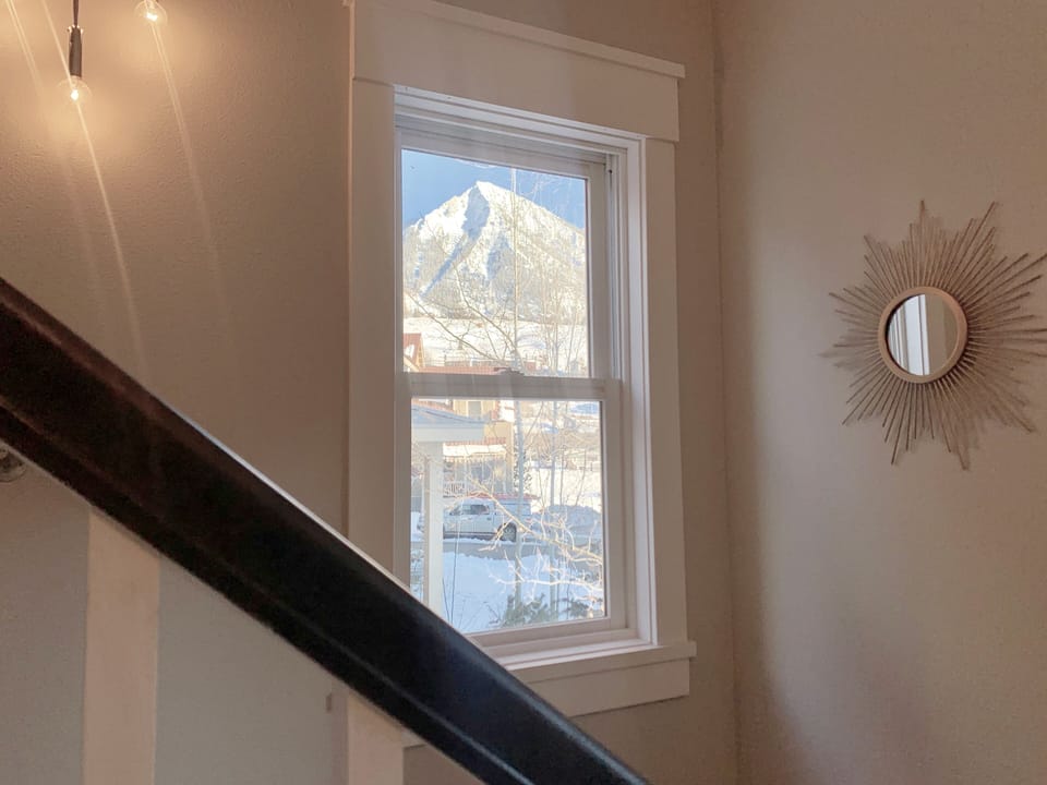Landing a view of Mt. Crested Butte from the staircase. 